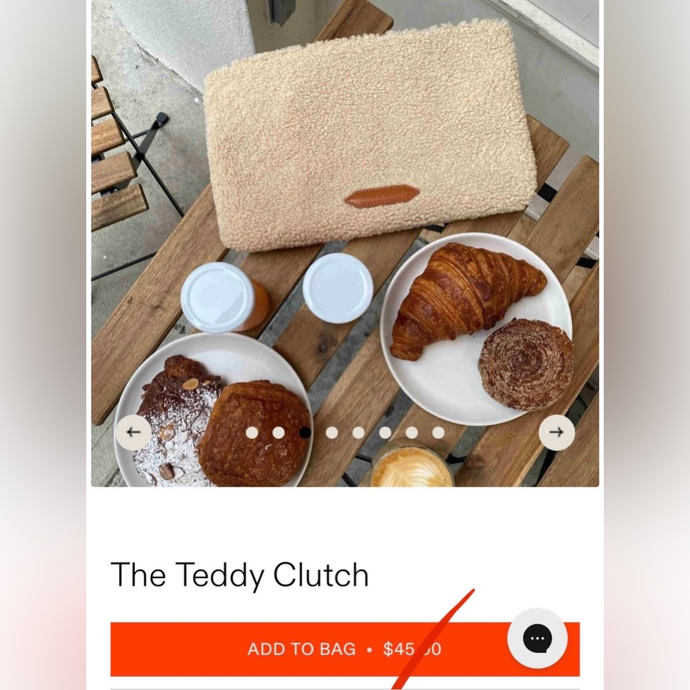 Teddy Clutch in Cream and Tan